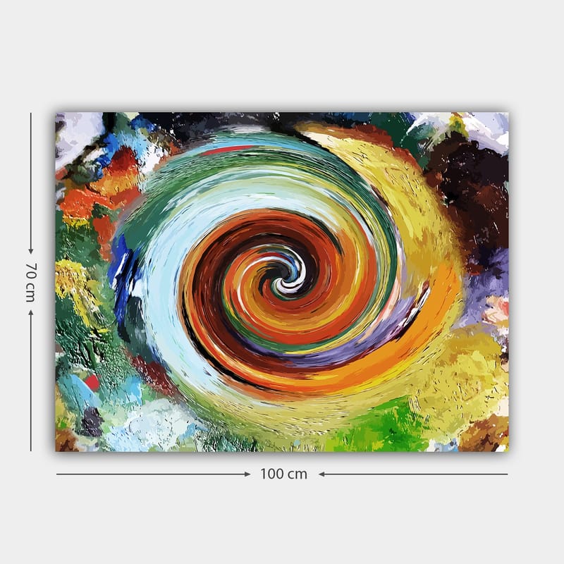 Lærred 70x100 cm - Farverig hvirvel, der skaber en følelse af bevægelse og dynamik - Grøn / Orange / Rød - Boligtilbehør - Billeder & kunst - Billeder på lærred