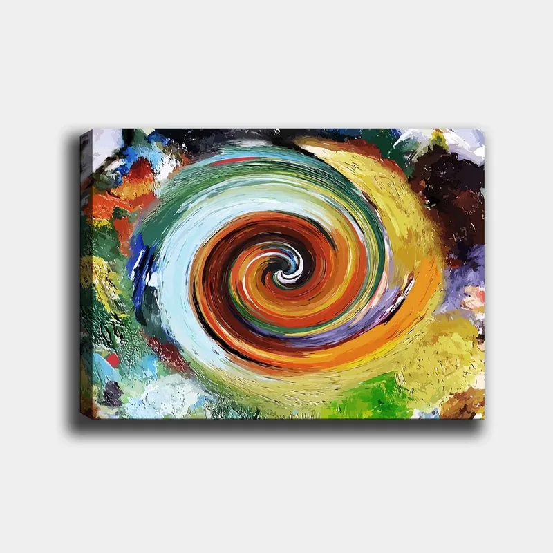 Lærred 70x100 cm - Farverig hvirvel, der skaber en følelse af bevægelse og dynamik, Grøn / Orange / Rød