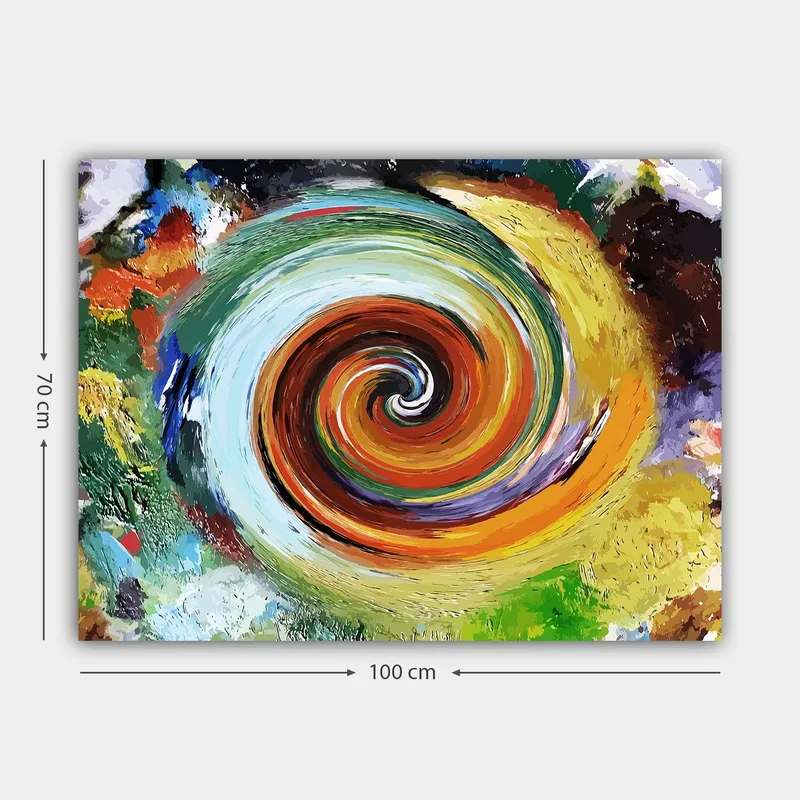 Lærred 70x100 cm - Farverig hvirvel, der skaber en følelse af bevægelse og dynamik - Grøn / Orange / Rød - Boligtilbehør - Billeder & kunst - Billeder på lærred