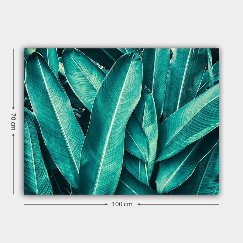 Lærred 70x100 cm - Frodigt løv i en harmonisk komposition - Turkis / Mørkegrøn - Boligtilbehør - Billeder & kunst - Billeder på lærred