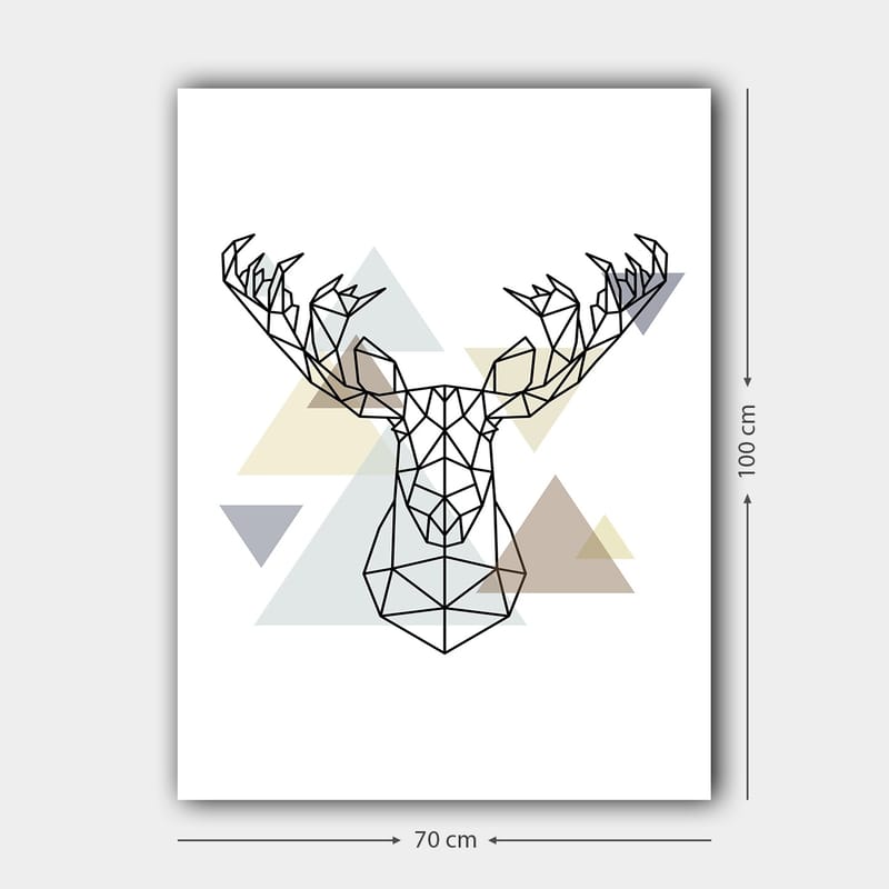 Lærred 70x100 cm - Geometrisk elghov i polygonal stil - Sort / Lysegrå / Beige - Boligtilbehør - Billeder & kunst - Billeder på lærred