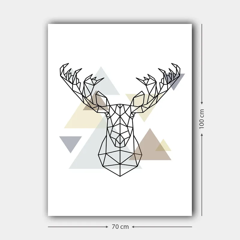 Lærred 70x100 cm - Geometrisk elghov i polygonal stil - Sort / Lysegrå / Beige - Boligtilbehør - Billeder & kunst - Billeder på l ærred