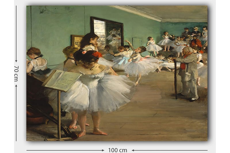 Lærred 70x100 cm - Gruppe af ballerinaer øver sig i en dansesal - Hvid / Lyseblå / Grøn - Boligtilbehør - Billeder & kunst - Billeder på lærred