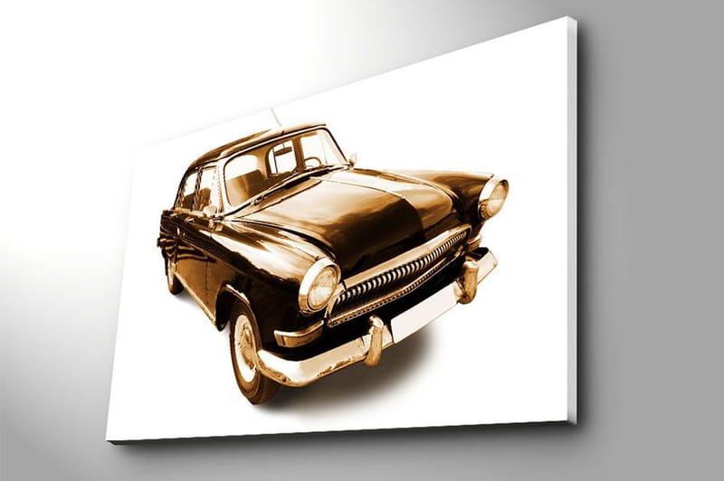 Lærred 70x100 cm - Klassisk bil i sorte og guldtoner - Sort / Guld - Boligtilbehør - Billeder & kunst - Billeder på lærred