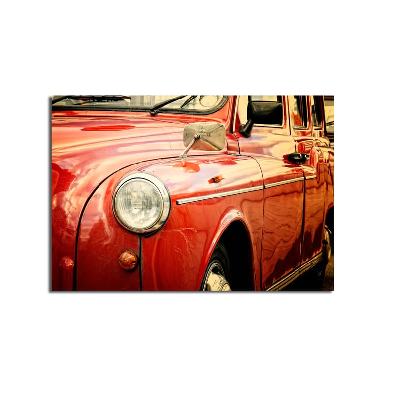 Lærred 70x100 cm - Klassisk rød bil med kromdetaljer - Rød / Kromgrå - Boligtilbehør - Billeder & kunst - Billeder på lærred