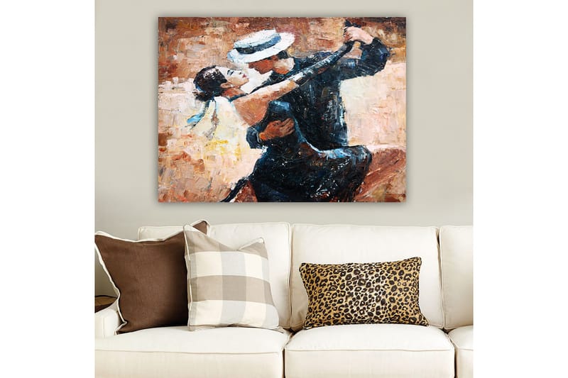 Lærred 70x100 cm - Lidenskabelig tango mellem en mand og en kvinde - Sort / Beige / Hvid - Boligtilbehør - Billeder & kunst - Billeder på lærred