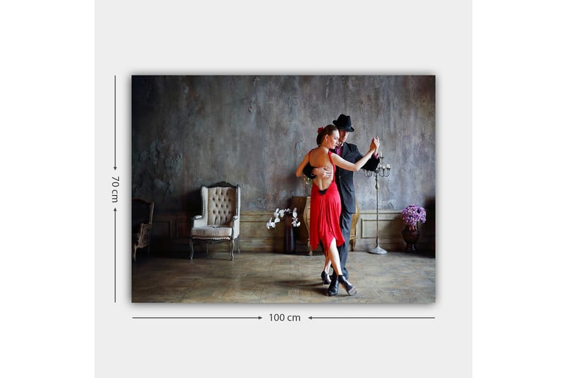Lærred 70x100 cm - Lidenskabelig tango mellem to dansere i elegant tøj - Rød / Sort - Boligtilbehør - Billeder & kunst - Billeder på lærred