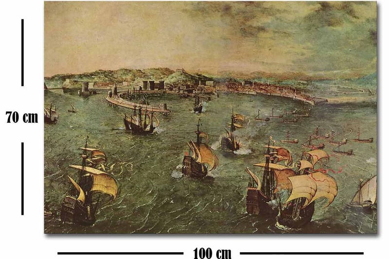 Lærred 70x100 cm - Livlig søscene med adskillige sejlbåde, der navigerer gennem vandet - Grøn / Brun / Beige - Boligtilbehør - Billeder & kunst - Billeder på lærred