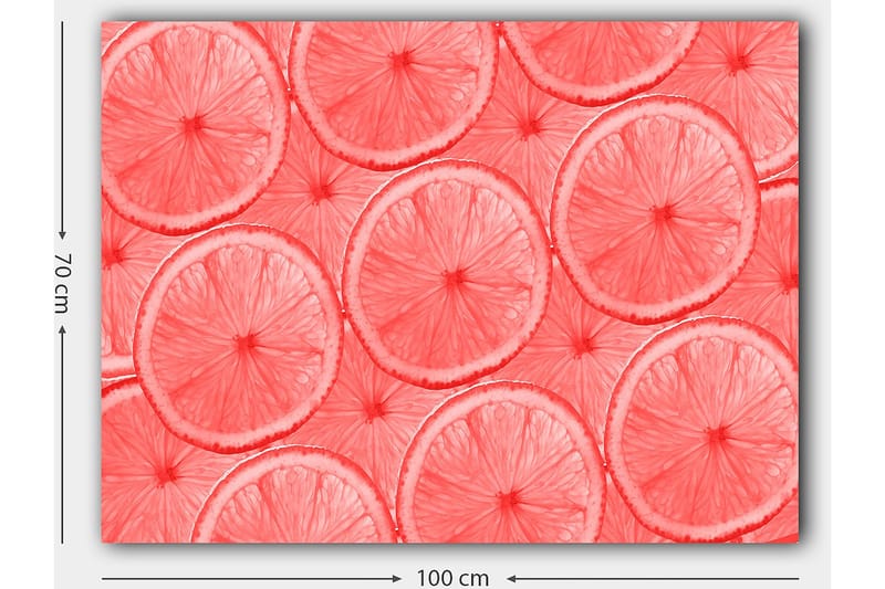 Lærred 70x100 cm - Mønster af skiver af citrusfrugter i lyse nuancer - Lys pink / Koral - Boligtilbehør - Billeder & kunst - Billeder på lærred