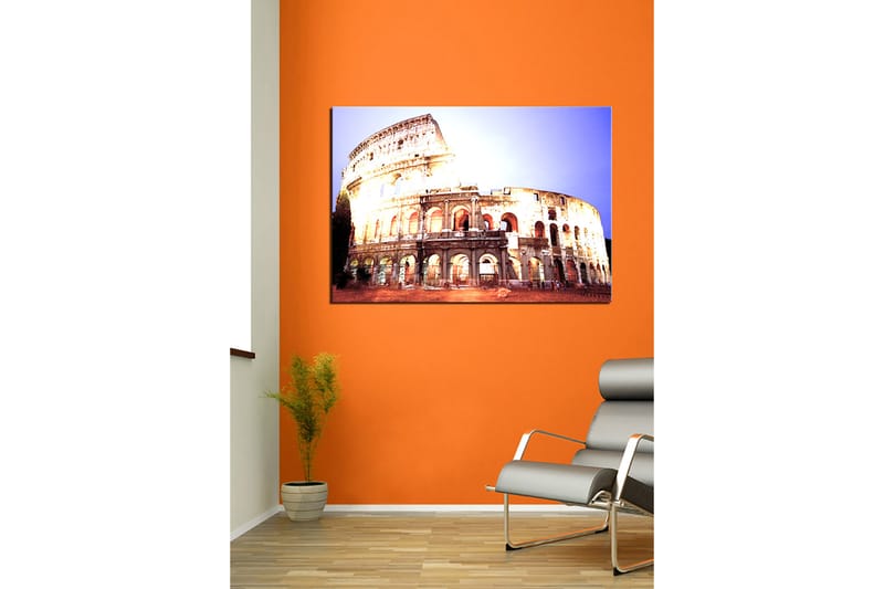 Lærred 70x100 cm - Majestætisk udsigt over Colosseum i Rom, fanget i et blødt lys - Beige / Grå / Orange - Boligtilbehør - Billeder & kunst - Billeder på lærred
