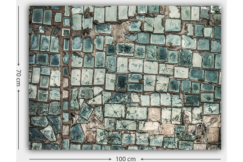 Lærred 70x100 cm - Mosaik af varierende grønne og blå fliser med en tekstureret overflade - Mørkegrøn / Lysegrøn / Blå - Boligtilbehør - Billeder & kunst - Billeder på lærred