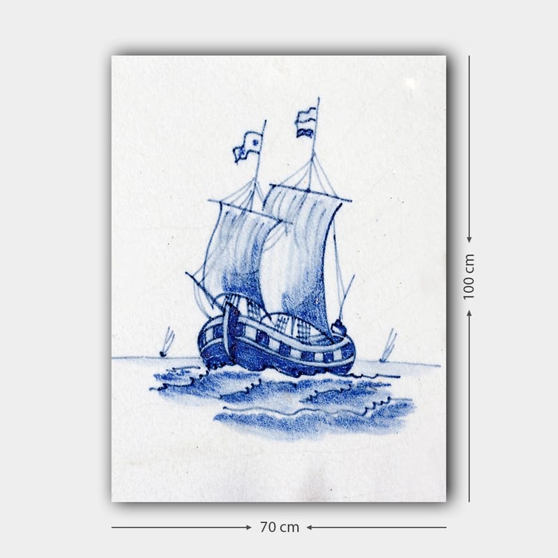 Lærred 70x100 cm - Sejlbåd med hvide sejl, der navigerer på havet - Blå / Hvid - Boligtilbehør - Billeder & kunst - Billeder på lærred