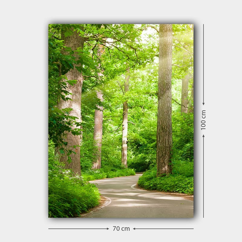Lærred 70x100 cm - Snoet vej gennem en frodig skov - Grøn / Brun - Boligtilbehør - Billeder & kunst - Billeder på lærred