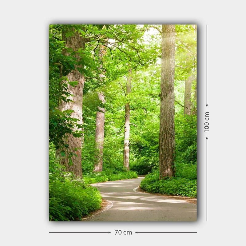 Lærred 70x100 cm - Snoet vej gennem en frodig skov - Grøn / Brun - Boligtilbehør - Billeder & kunst - Billeder på lærred