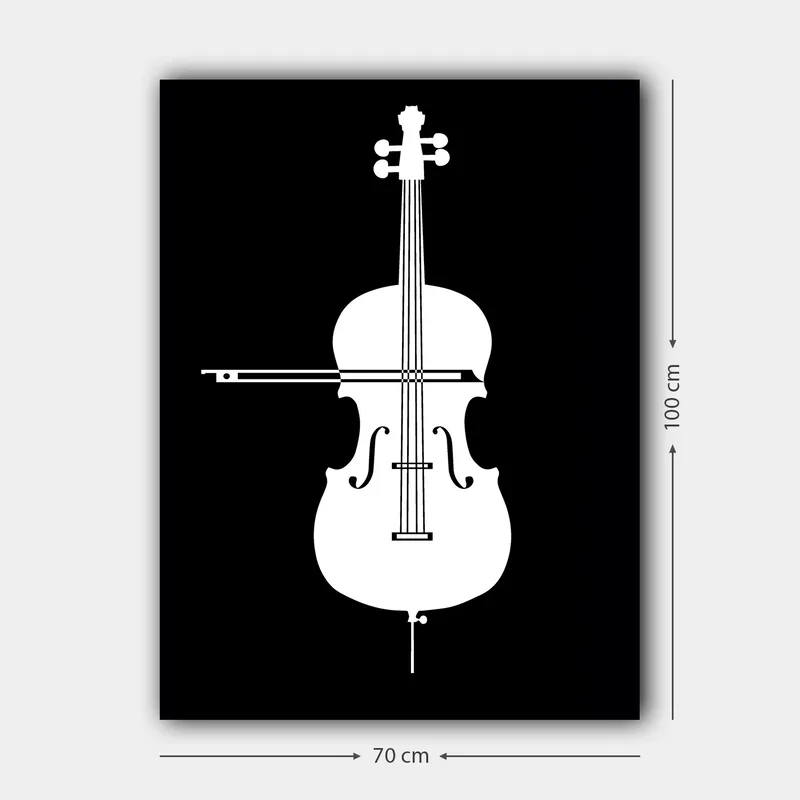 Lærred 70x100 cm - Stiliseret hvid violin mod en sort baggrund - Hvid / Sort - Boligtilbehør - Billeder & kunst - Billeder på lærred