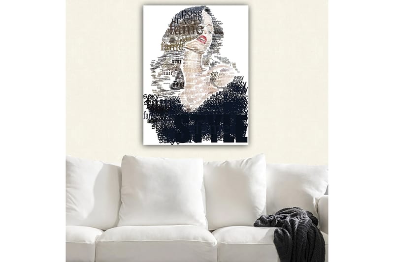 Lærred 70x100 cm - Stiliseret kvinde med tekst, der understreger skønhed og selvtillid - Sort / Brun / Hvid - Boligtilbehør - Billeder & kunst - Billeder på lærred