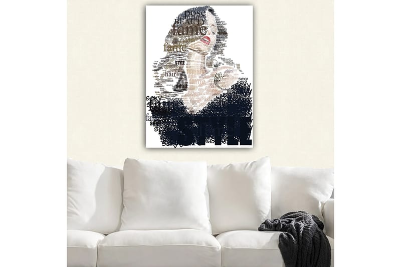 Lærred 70x100 cm - Stiliseret kvinde med tekst, der understreger skønhed og selvtillid - Sort / Brun / Hvid - Boligtilbehør - Billeder & kunst - Billeder på lærred