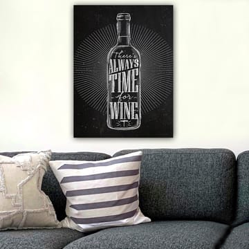 Lærred 70x100 cm - Stiliseret vinflaske med teksten There's always time for wine i et moderne design - Sort / Hvid - Boligtilbehør - Billeder & kunst - Billeder på lærred