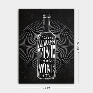 Lærred 70x100 cm - Stiliseret vinflaske med teksten There's always time for wine i et moderne design - Sort / Hvid - Boligtilbehør - Billeder & kunst - Billeder på lærred