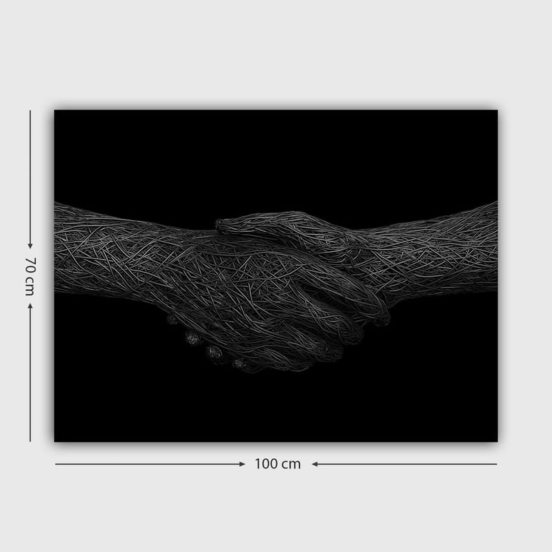 Lærred 70x100 cm - To hænder der giver hånd, symboliserer samarbejde og enhed - Sort / Grå - Boligtilbehør - Billeder & kunst - Billeder på lærred