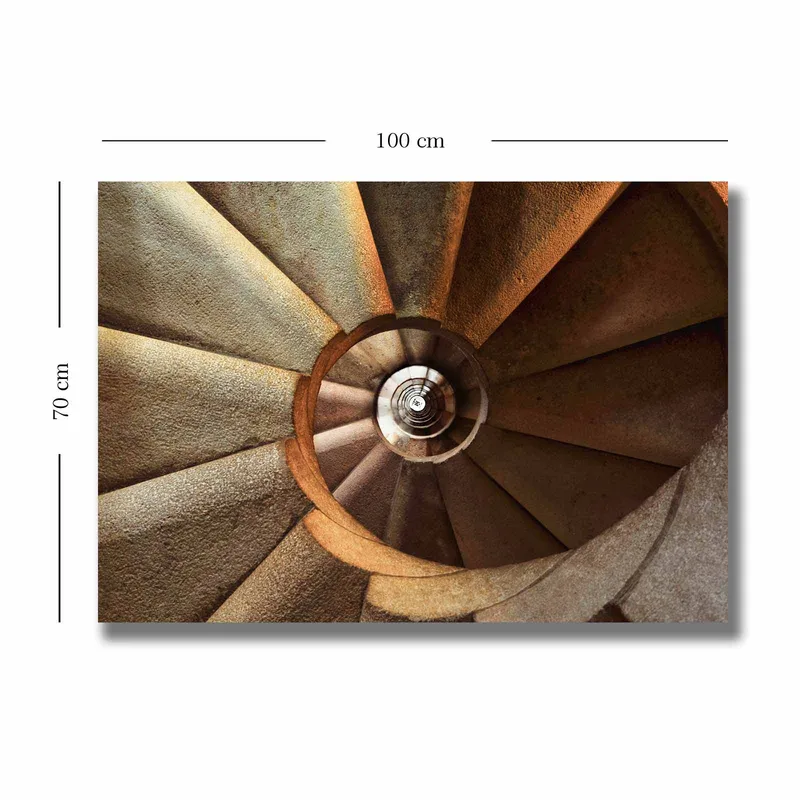 Lærred 70x100 cm - Vindeltrappe, der fører nedad, med et harmonisk og geometrisk design - Beige / Brun / Grå - Boligtilbehør - Billeder & kunst - Billeder på lærred