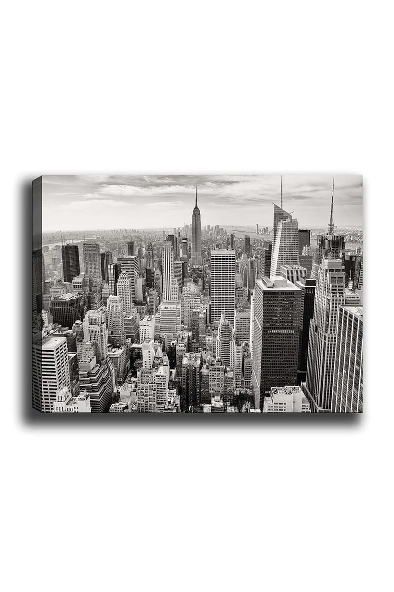 Lærred 70x100 cm - Panoramaudsigt over New Yorks skyline i sort-hvid, Sort / Hvid / Grå