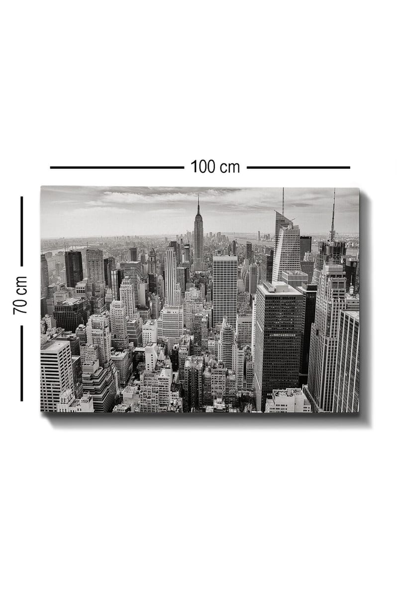 Lærred 70x100 cm - Panoramaudsigt over New Yorks skyline i sort-hvid - Sort / Hvid / Grå - Boligtilbehør - Billeder & kunst - Billeder på lærred