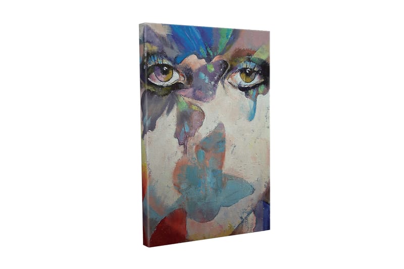 Lærredsbillede - Øjne med abstrakte farvetoner og drømmende baggrund, Grøn / Blå / Lyserød