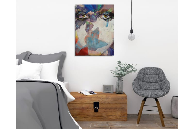 Lærredsbillede - Øjne med abstrakte farvetoner og drømmende baggrund - Grøn / Blå / Lyserød - Boligtilbehør - Billeder & kunst - Billeder på lærred
