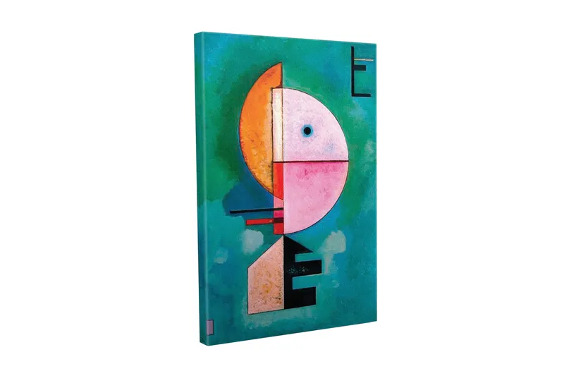 Lærredsbillede - Abstrakt ansigt med geometriske former, Turkis / Pink / Orange