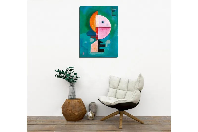 Lærredsbillede - Abstrakt ansigt med geometriske former - Turkis / Pink / Orange - Boligtilbehør - Billeder & kunst - Billeder på lærred