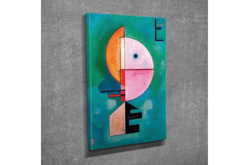 Lærredsbillede - Abstrakt ansigt med geometriske former - Turkis / Pink / Orange - Boligtilbehør - Billeder & kunst - Billeder på lærred