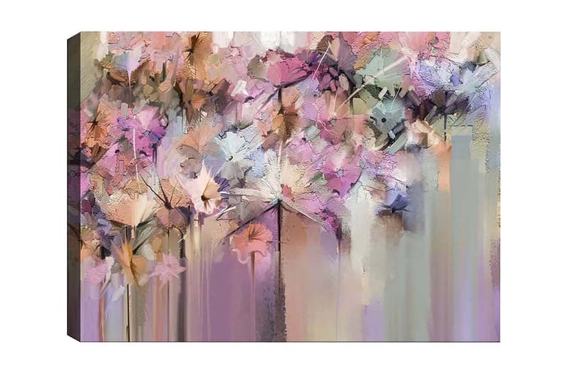 Lærredsbillede - Abstrakt blomsterkomposition i bløde pastelfarver, Lilla / Lyserød / Beige