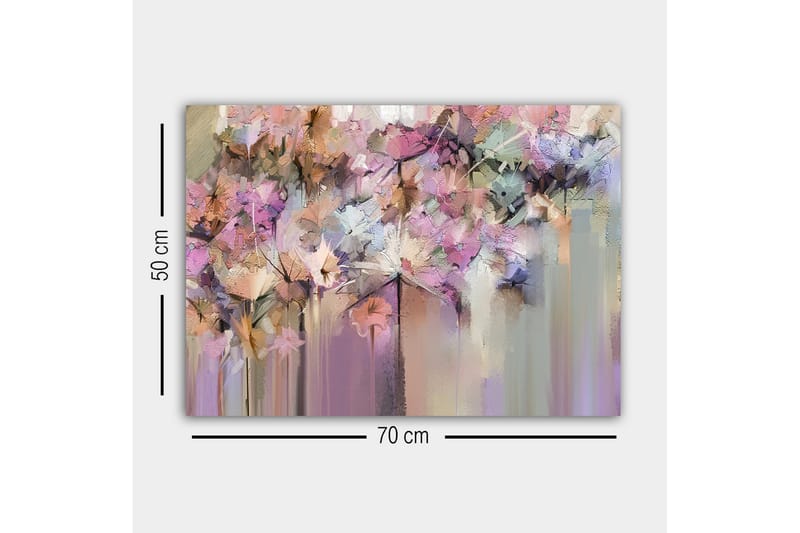 Lærredsbillede - Abstrakt blomsterkomposition i bløde pastelfarver - Lilla / Lyserød / Beige - Boligtilbehør - Billeder & kunst - Billeder på lærred