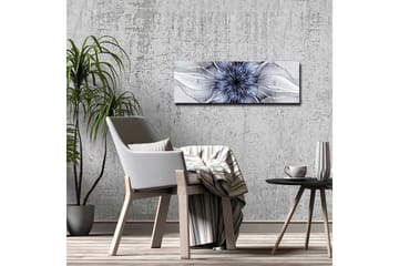 Lærredsbillede - Abstrakt blomstermotiv med svævende former - Blå / Hvid / Sort - Boligtilbehør - Billeder & kunst - Billeder på lærred