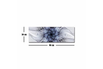 Lærredsbillede - Abstrakt blomstermotiv med svævende former - Blå / Hvid / Sort - Boligtilbehør - Billeder & kunst - Billeder på lærred