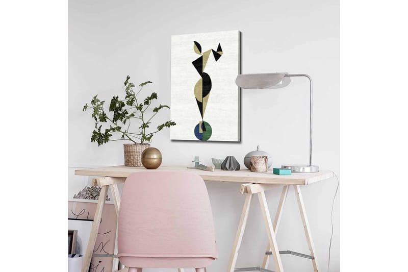 Lærredsbillede - Abstrakt figur i geometriske former - Sort / Beige / Grøn - Boligtilbehør - Billeder & kunst - Billeder på lærred