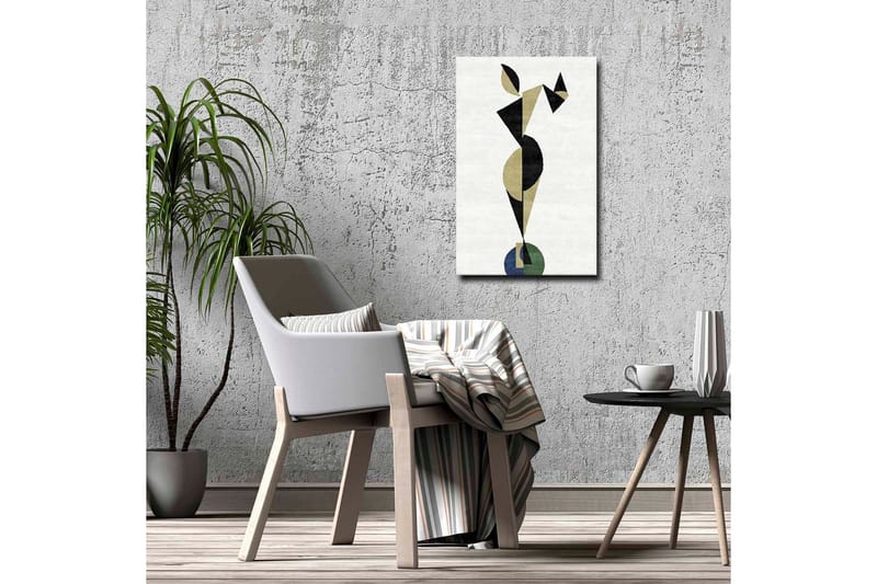 Lærredsbillede - Abstrakt figur i geometriske former - Sort / Beige / Grøn - Boligtilbehør - Billeder & kunst - Billeder på lærred
