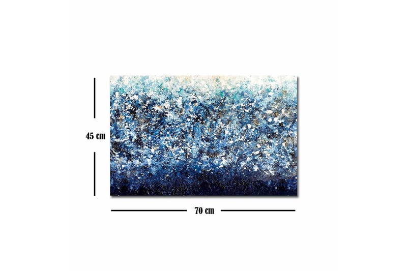 Lærredsbillede - Abstrakt havlandskab med nuancer af blå og hvide elementer - Mørkeblå / Lyseblå / Hvid - Boligtilbehør - Billeder & kunst - Billeder på lærred