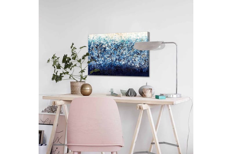 Lærredsbillede - Abstrakt havlandskab med nuancer af blå og hvide elementer - Mørkeblå / Lyseblå / Hvid - Boligtilbehør - Billeder & kunst - Billeder på lærred
