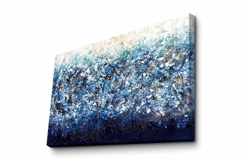 Lærredsbillede - Abstrakt havlandskab med nuancer af blå og hvide elementer, Mørkeblå / Lyseblå / Hvid