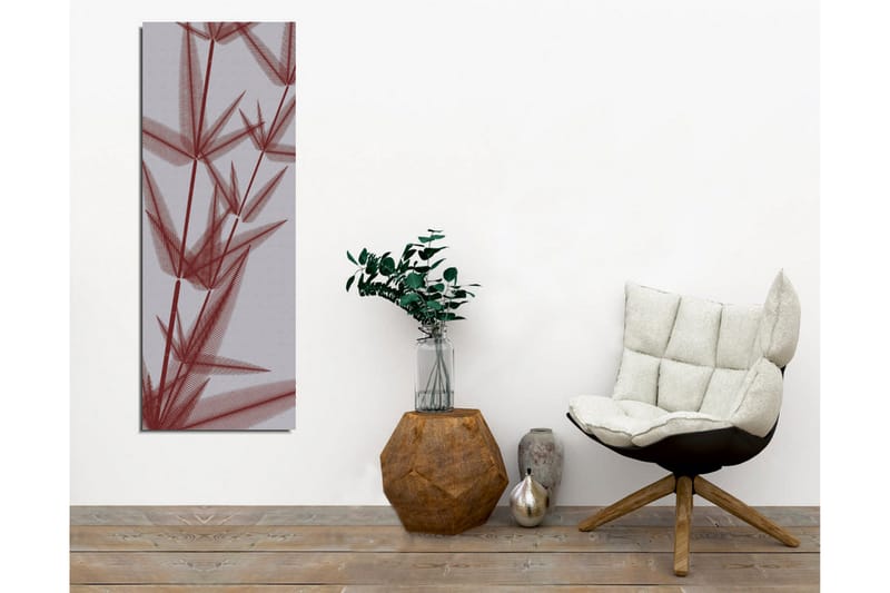 Lærredsbillede - Abstrakt komposition af stiliserede planteformer i rød nuance - Rød / Grå - Boligtilbehør - Billeder & kunst - Billeder på lærred