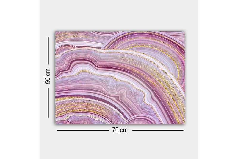 Lærredsbillede - Abstrakt komposition med bløde, bølgede linjer i lilla toner - Lilla / Hvid / Guld - Boligtilbehør - Billeder & kunst - Billeder på lærred