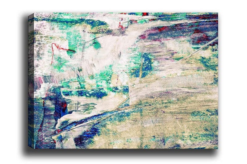 Lærredsbillede - Abstrakt komposition med bløde farveovergange, Turkis / Beige / Mørkeblå