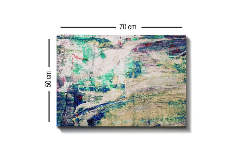 Lærredsbillede - Abstrakt komposition med bløde farveovergange - Turkis / Beige / Mørkeblå - Boligtilbehør - Billeder & kunst - Billeder på lærred