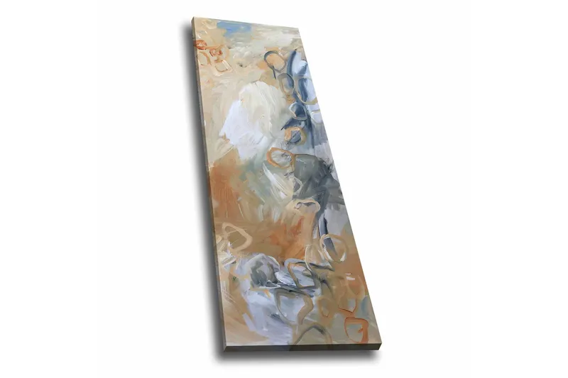 Lærredsbillede - Abstrakt komposition med bløde former og nuancer, Lysegrå / Beige / Blå