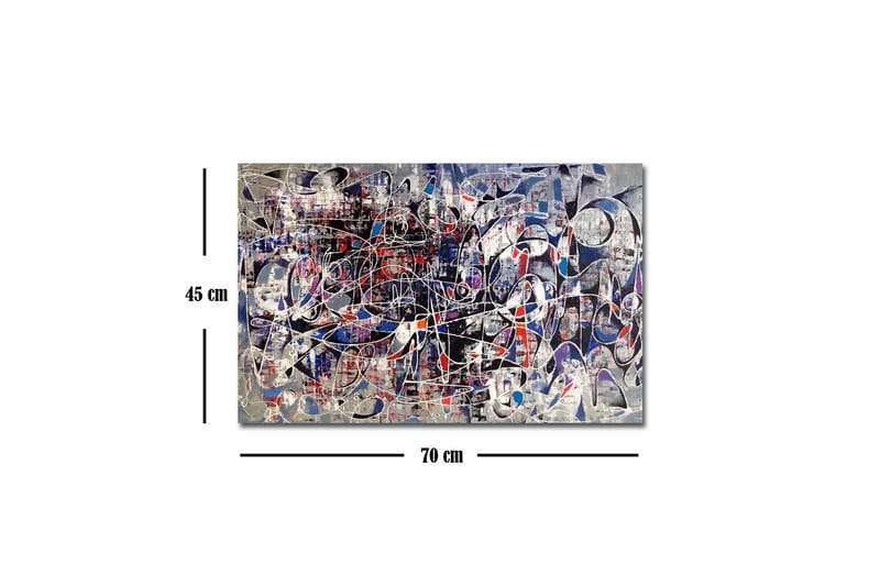 Lærredsbillede - Abstrakt komposition med dynamiske linjer og former - Mørkeblå / Rød / Hvid - Boligtilbehør - Billeder & kunst - Billeder på lærred