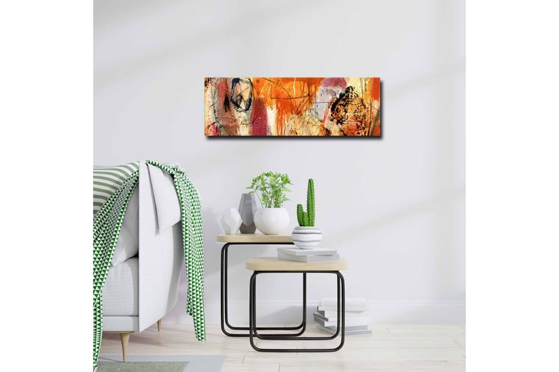 Lærredsbillede - Abstrakt komposition med energiske farver og former - Orange / Rød / Lilla - Boligtilbehør - Billeder & kunst - Billeder på lærred