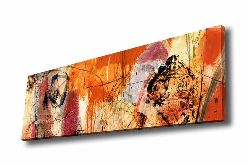 Lærredsbillede - Abstrakt komposition med energiske farver og former, Orange / Rød / Lilla