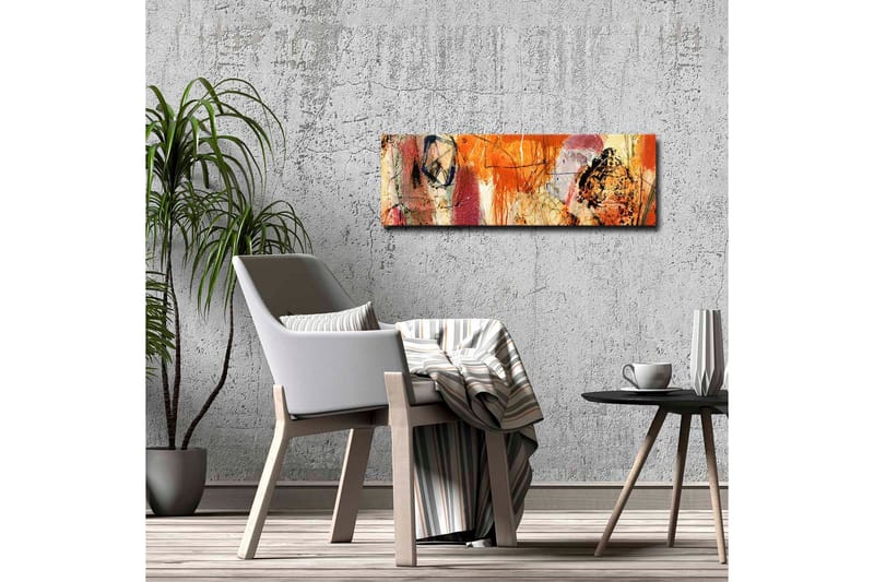 Lærredsbillede - Abstrakt komposition med energiske farver og former - Orange / Rød / Lilla - Boligtilbehør - Billeder & kunst - Billeder på lærred